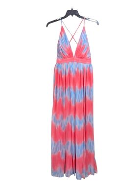 Miss Avenue Tie Dye Chiffon Maxi Dress - Size Medium Womens - Pink & Blue